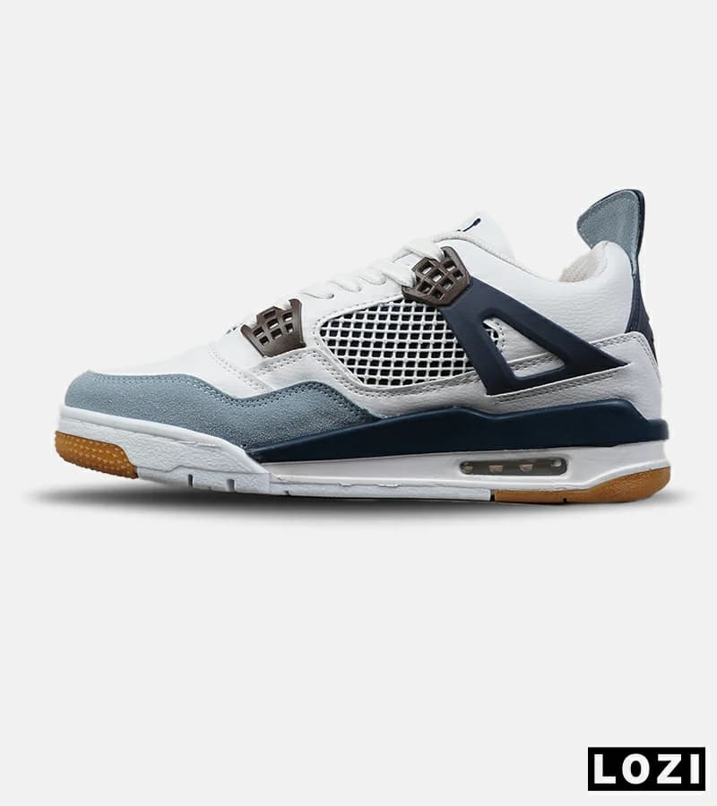 کتانی ساقدار زنانه و مردانه سفید آبی Nike air jordan 4 مدل 8242 — تصویر ۴