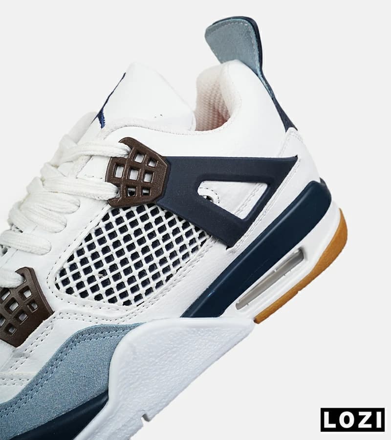 کتانی ساقدار زنانه و مردانه سفید آبی Nike air jordan 4 مدل 8242 — تصویر ۵