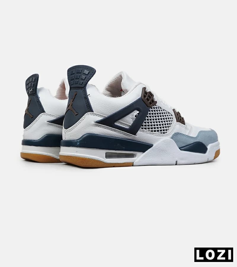 کتانی ساقدار زنانه و مردانه سفید آبی Nike air jordan 4 مدل 8242 — تصویر ۷