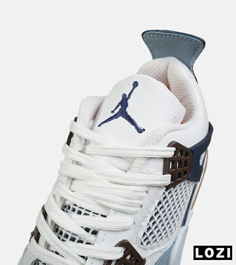 کتانی ساقدار زنانه و مردانه سفید آبی Nike air jordan 4 مدل 8242 — تصویر ۸