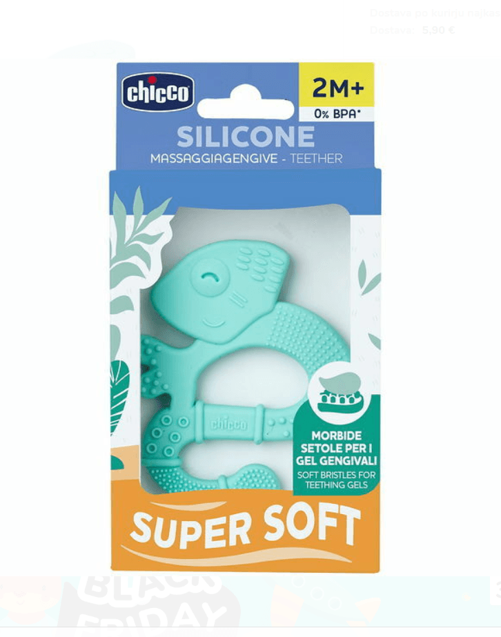 دندانگیر سیلیکونی چیکو طرح ایگوانا سبز +2ماه (super soft) — تصویر ۲