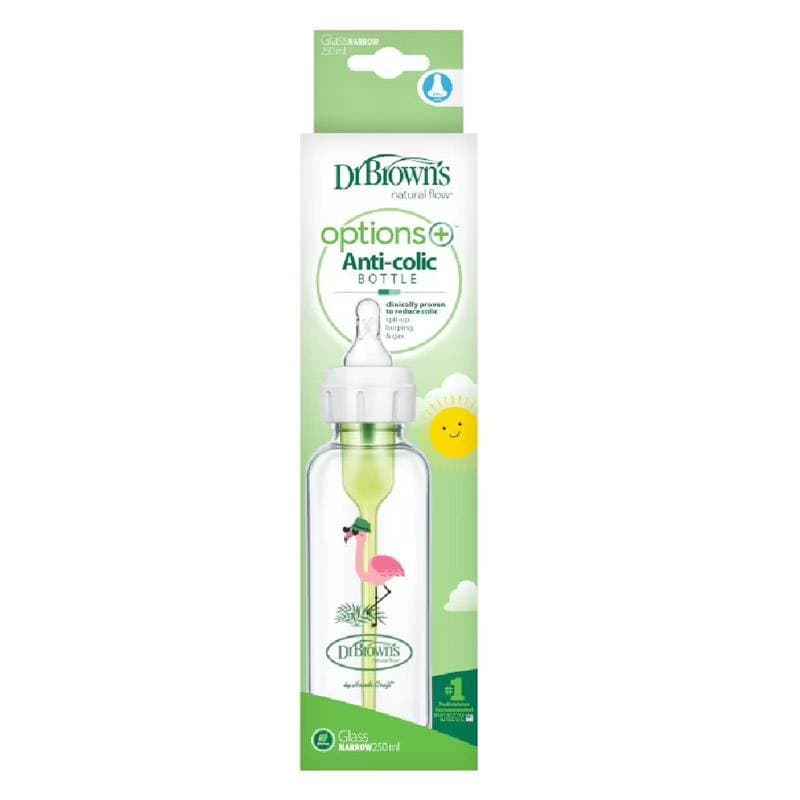 شیشه شیر پیرکس 250 میل آپشن پلاس دکتر براون DrBrowns طرح فلامینگو — تصویر ۳