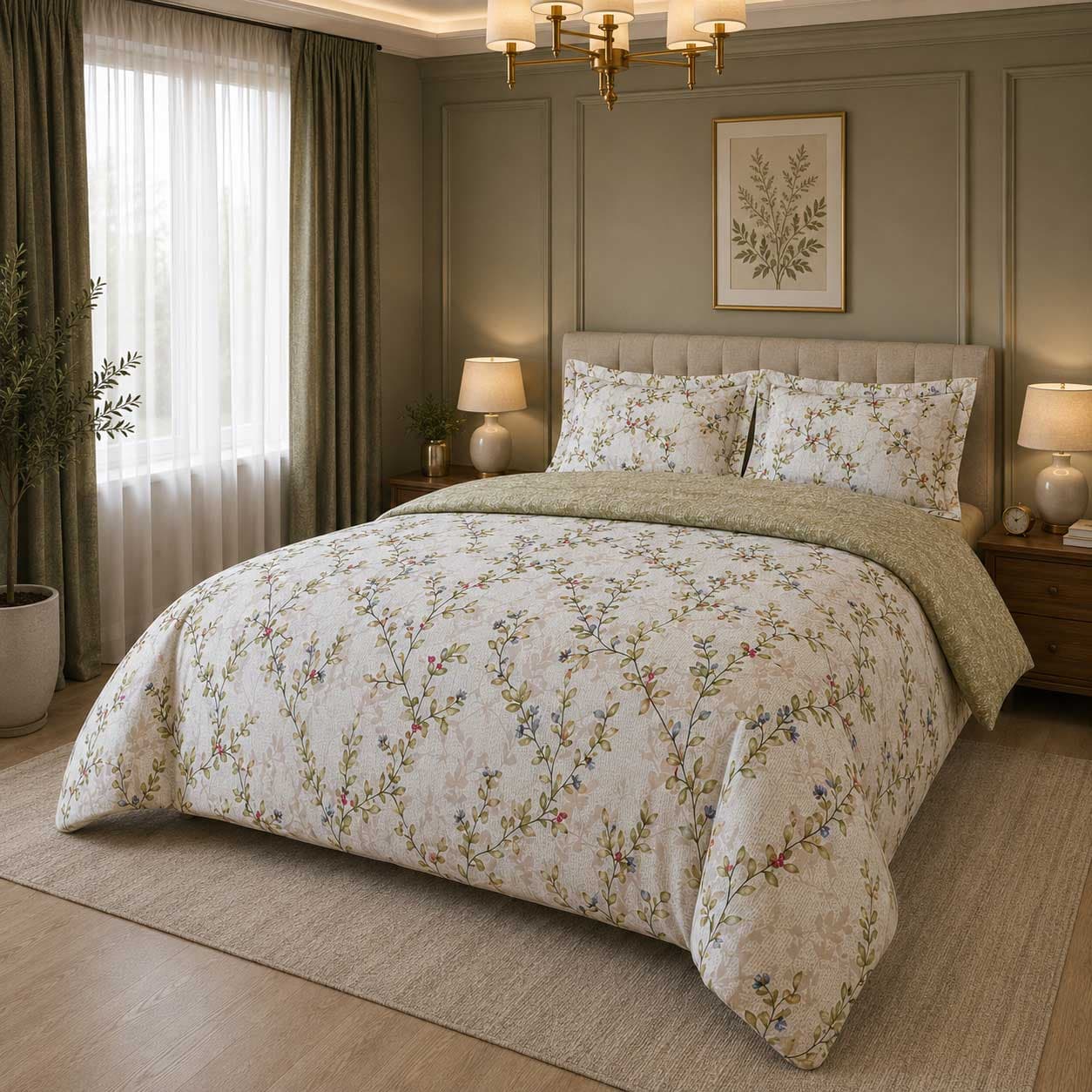 ست لحاف کاوری دونفره ساتیا کرم King size
