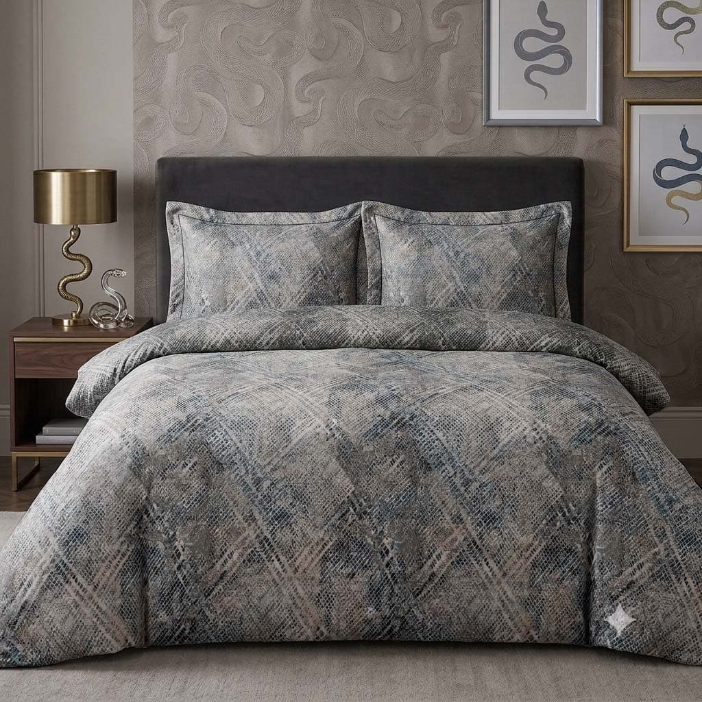 ست لحاف کاوری دونفره دریاناز طوسی Queen size