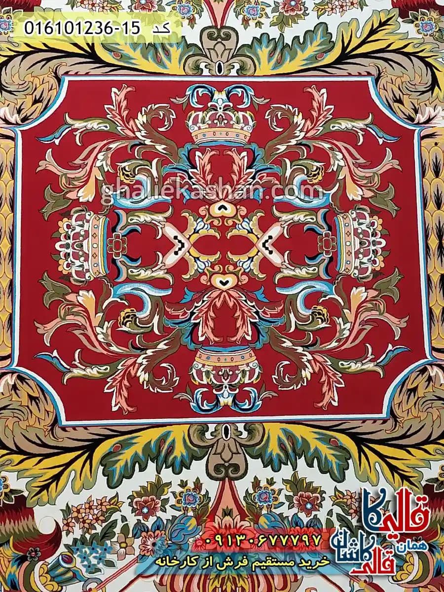 فرش 1200 شانه طرح آدریانا رنگ کرم کاشان — تصویر ۵