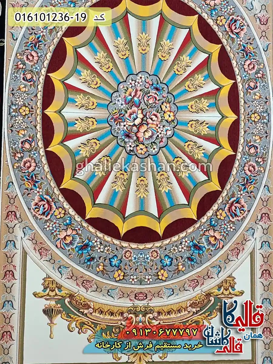 فرش 1200 شانه طرح آدلاید رنگ سرمه ای کاشان — تصویر ۱۰