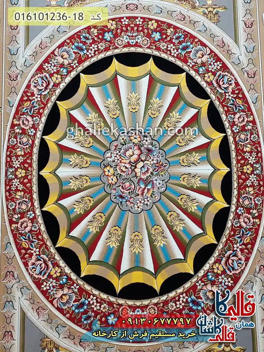 فرش 1200 شانه طرح آدلاید رنگ بژ کاشان — تصویر ۱۰