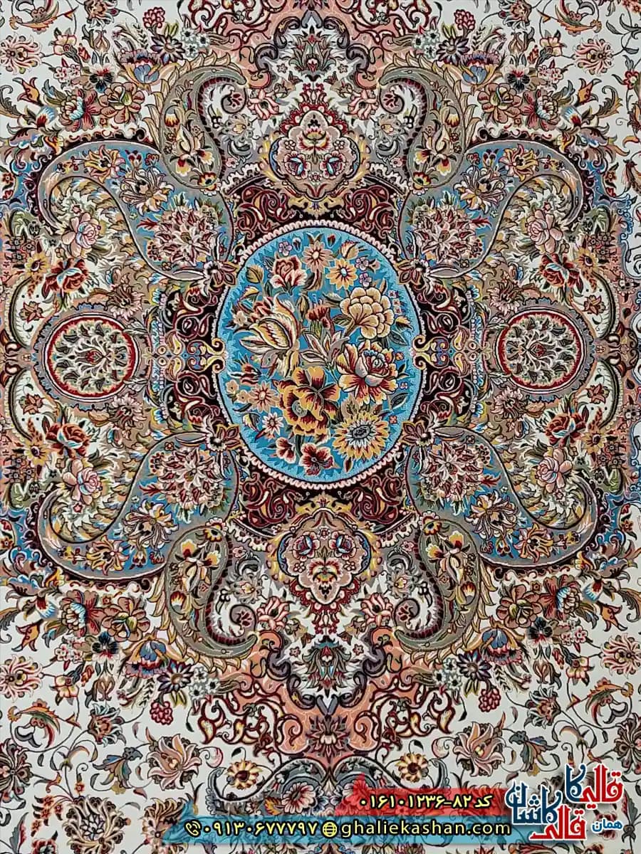 فرش 1200 شانه اصیل طرح تبریز رنگ کرم کاشان — تصویر ۱۰