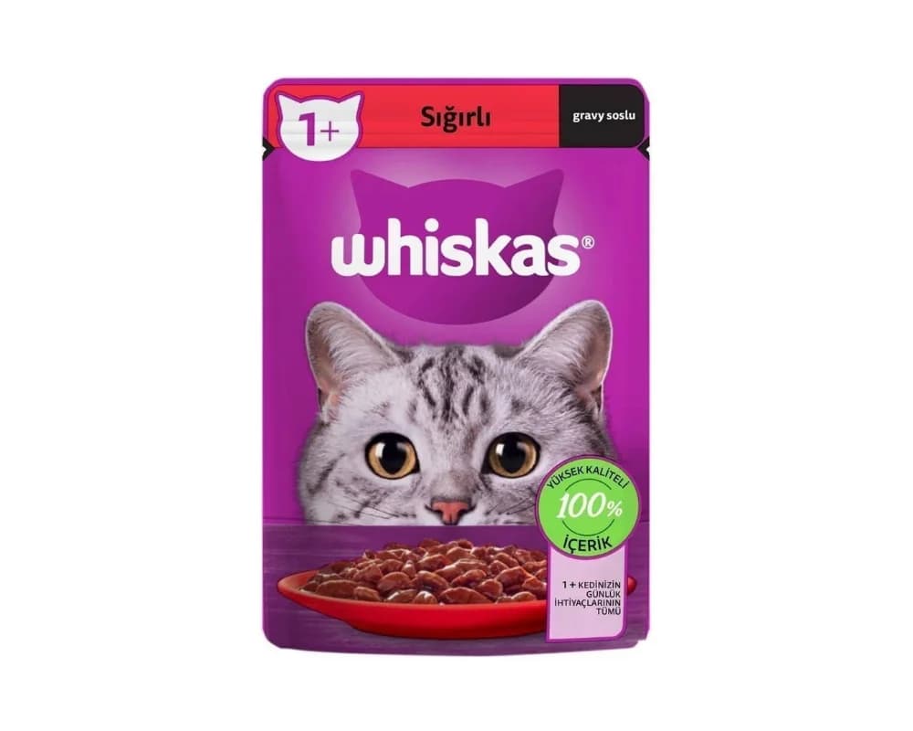 پوچ گربه ویسکاس Whiskas طعم گوشت گاو وزن 85 گرم