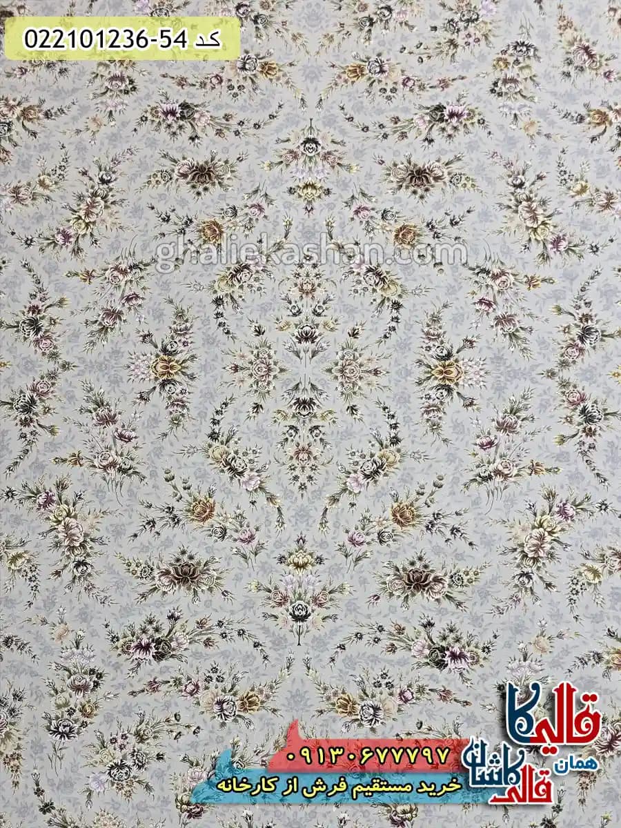 فرش 1200 شانه طرح افشان ساحل رنگ طوسی سیلور کاشان — تصویر ۵