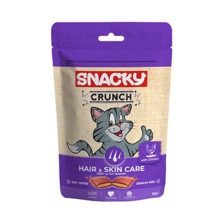 تشویقی اسنکی گربه Snacky با طعم مرغ (با ویژگی تقویت پوست و مو) وزن 60 گرم