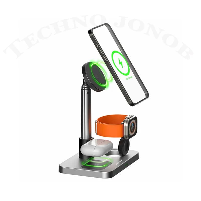 استند شارژ وایرلس 3 کاره گرین Green Lion 3in1 Telescopic Wireless Charger