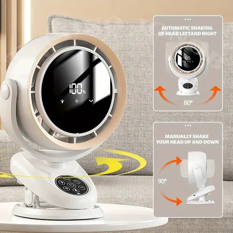 پنکه رومیزی شارژی هوشمند مدل F7 Multifunctional Fan | گیره ای — تصویر ۳