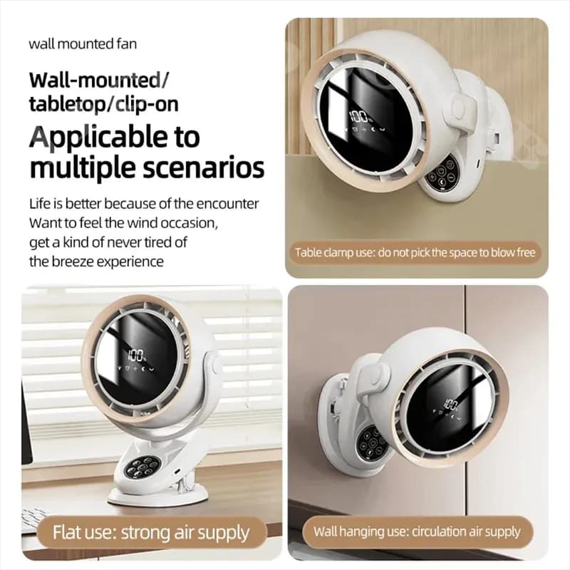 پنکه رومیزی شارژی هوشمند مدل F7 Multifunctional Fan | گیره ای — تصویر ۸