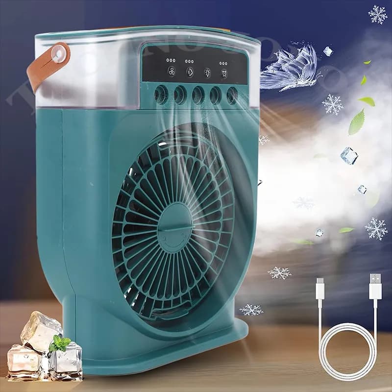 پنکه مه پاش رومیزی شارژی تک فن (Mini Portable Cooling Fan) — تصویر ۳