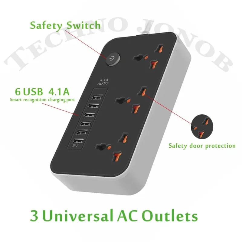 چندراهی برق مدل Power Socket Z64 | دارای 6 عدد USB — تصویر ۳