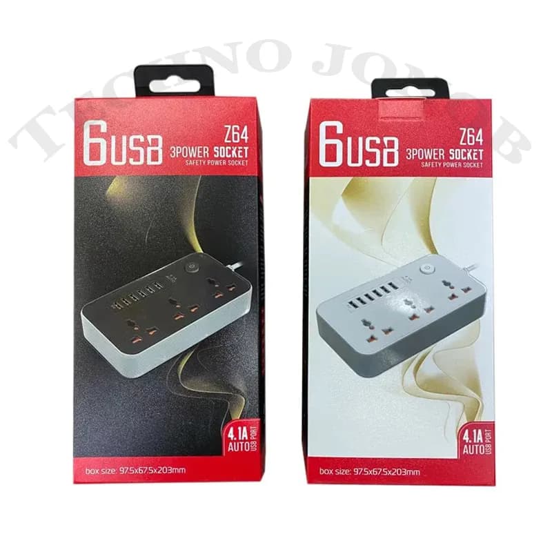 چندراهی برق مدل Power Socket Z64 | دارای 6 عدد USB — تصویر ۵