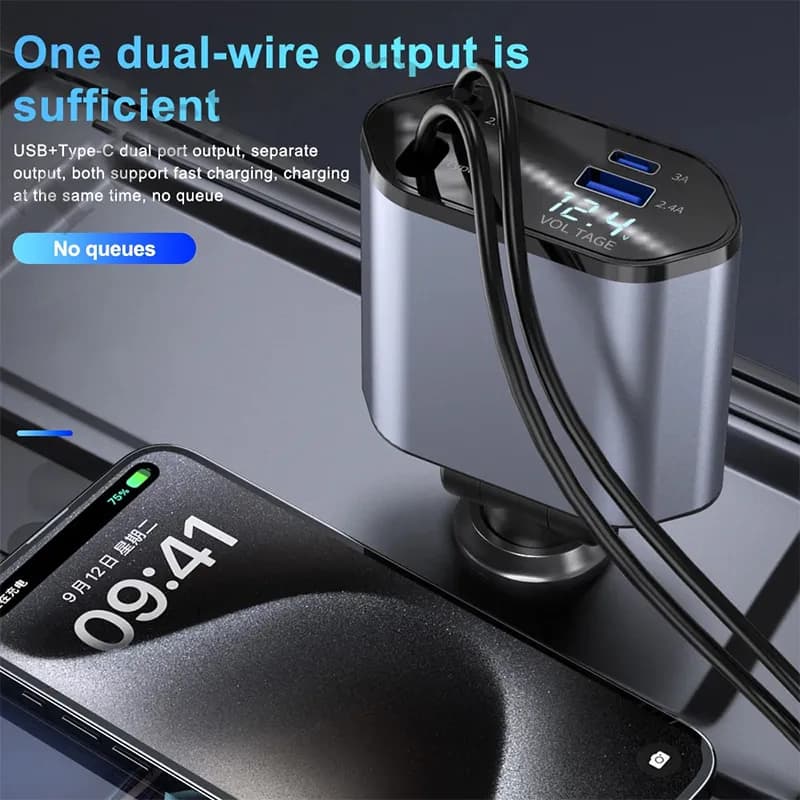 شارژر فندکی خودرو فست شارژ 66 وات | Fast Charging — تصویر ۵