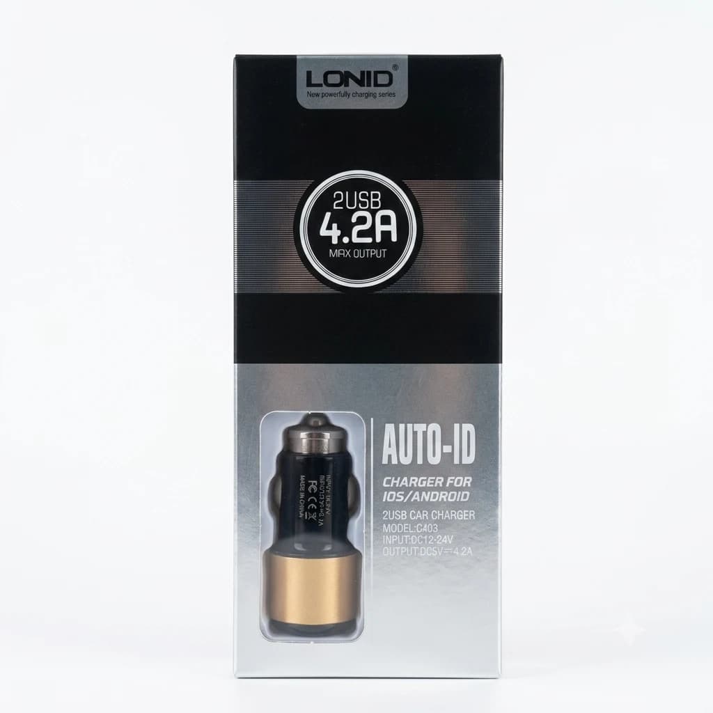 شارژر فندکی دو پورت Lonid مدل C403؛ شارژ سریع و ایمن با خروجی 4.2 آمپر