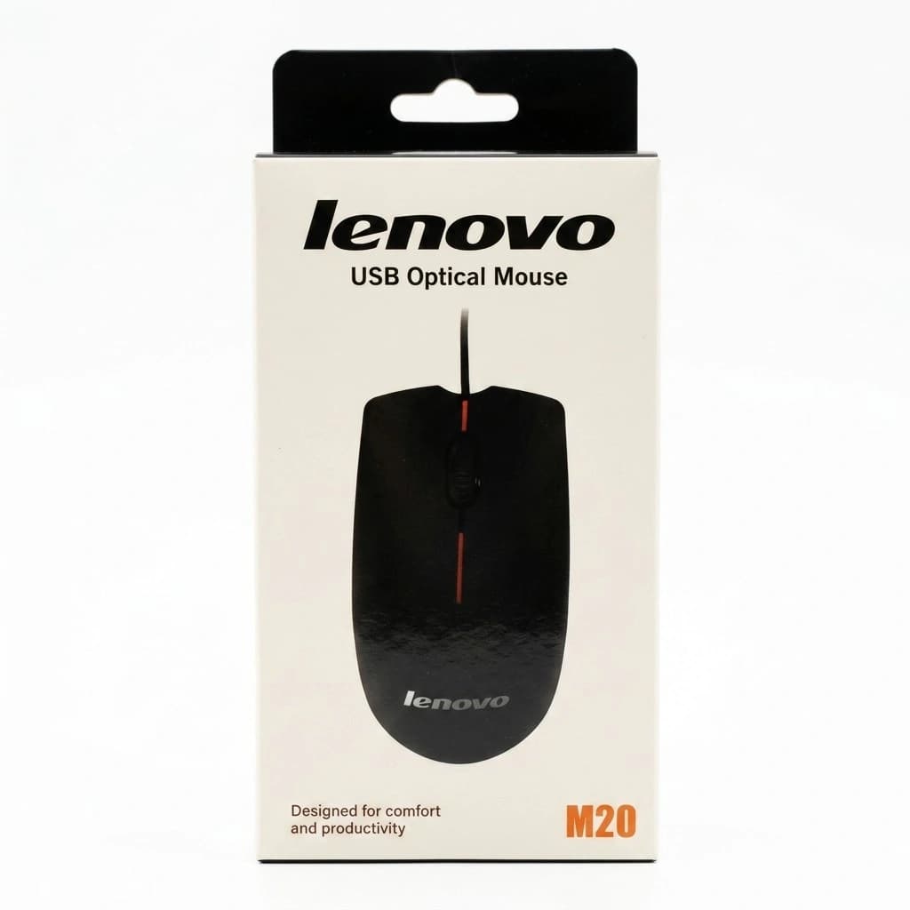 موس سیم‌دار لنوو Lenovo مدل M20 – طراحی ارگونومیک، دقیق و متمرکز بر بهره‌وری