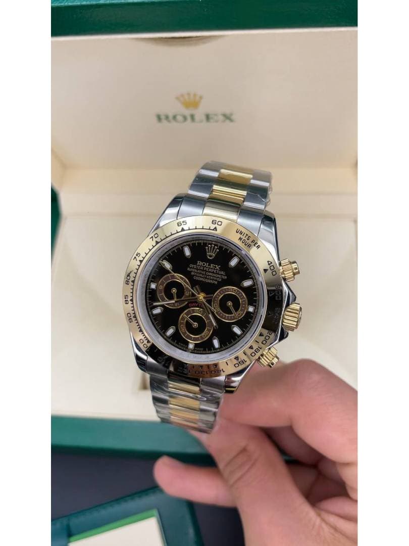 ساعت مردانه رولکس دیتونا ROLEX DAYTONA – مشکی/ بندنقره ای و طلایی