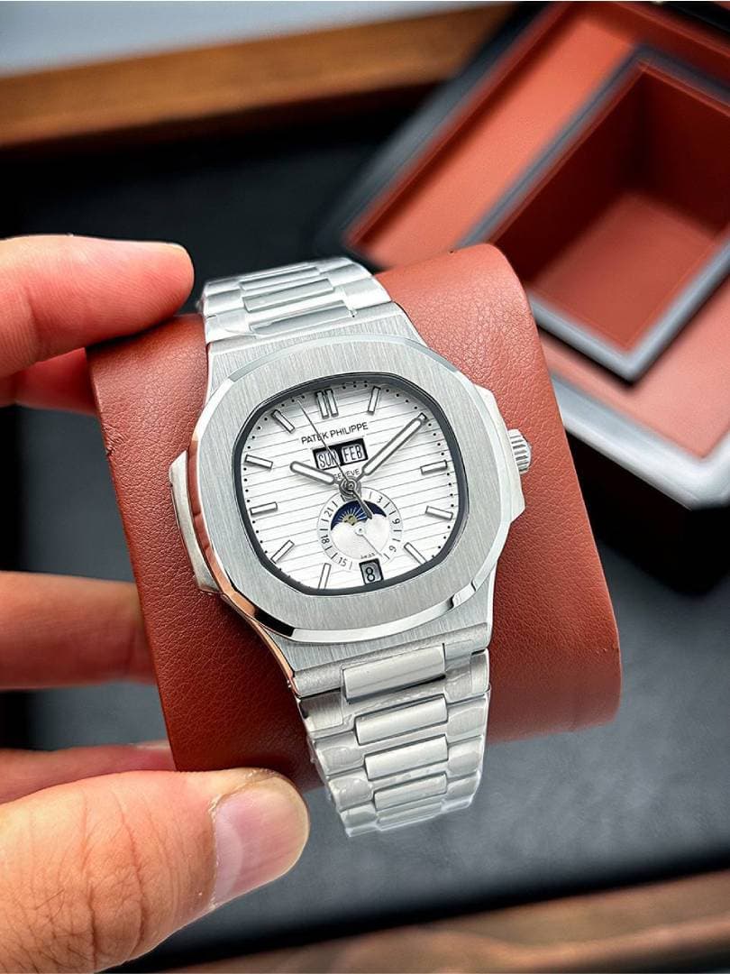 ساعت مردانه پتک فیلیپ ناتیلوس اتومات Patek Philippe NUATILOS – سفید/ بند استیل — تصویر ۲