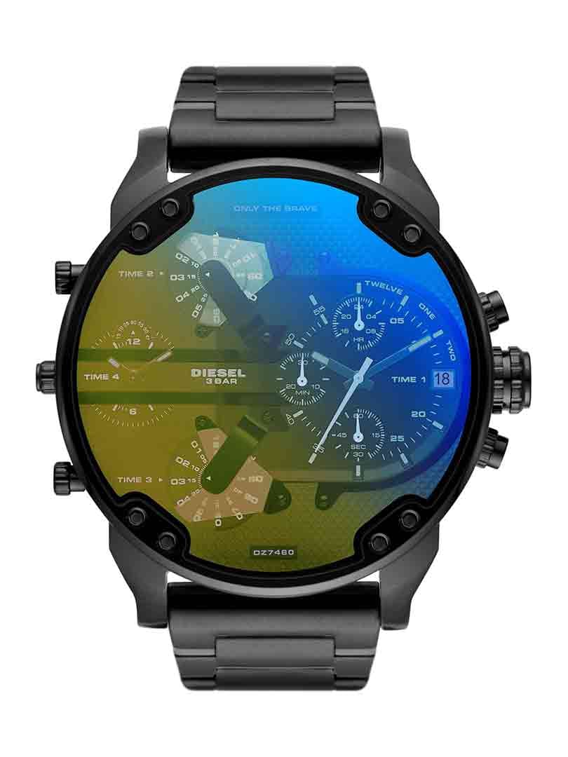 ساعت مچی مردانه دیزل هفت موتور مشکی رفلکس زرد و آبی Diesel- Black Yellow &amp; Blue Reflex