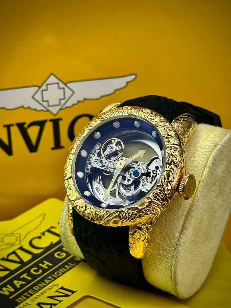 ساعت مچی مردانه اینویکتا اسکلتون مدل یاکوزا بند رابر سورمه ای نقره ای INVICTA 2023G-S — تصویر ۶