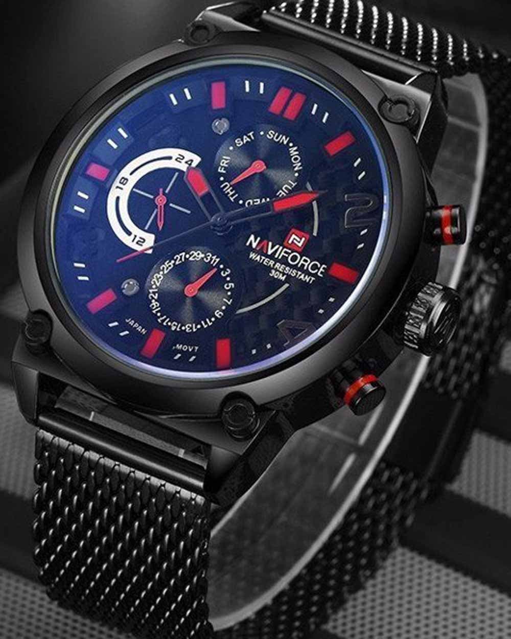 ساعت مچی عقربه ای بند قهوه ای مردانه نیوی فورس NAVIFORCE nf9068 — تصویر ۶
