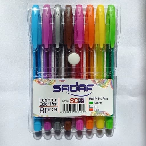 خودکار رنگی 8 رنگ صدف نوک 0.7 (1 بسته) — تصویر ۲