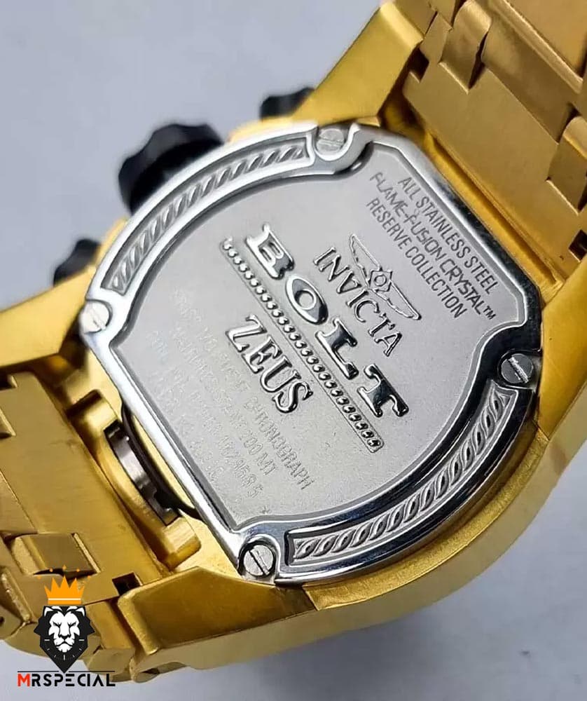 ساعت مچی مردانه اینویکتا مدل زئوس کرنوگراف طلایی صفحه طلایی 0939 INVICTA ZEUS — تصویر ۷