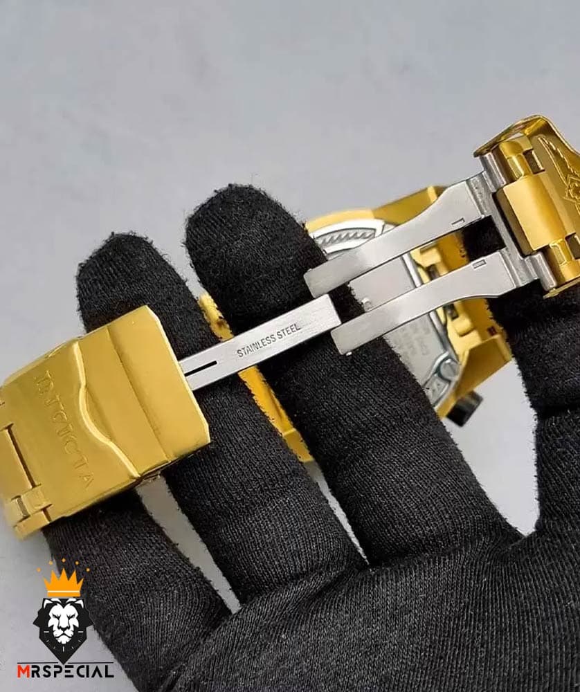 ساعت مچی مردانه اینویکتا مدل زئوس کرنوگراف طلایی صفحه طلایی 0939 INVICTA ZEUS — تصویر ۹