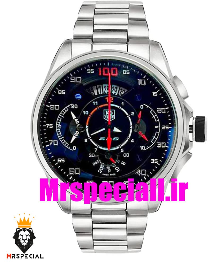 ساعت تگ هویر مردانه مدل مرسدس بنز کرنوگراف استیل صفحه مشکی 0830 TAG HEUER Grand Carrera SLS