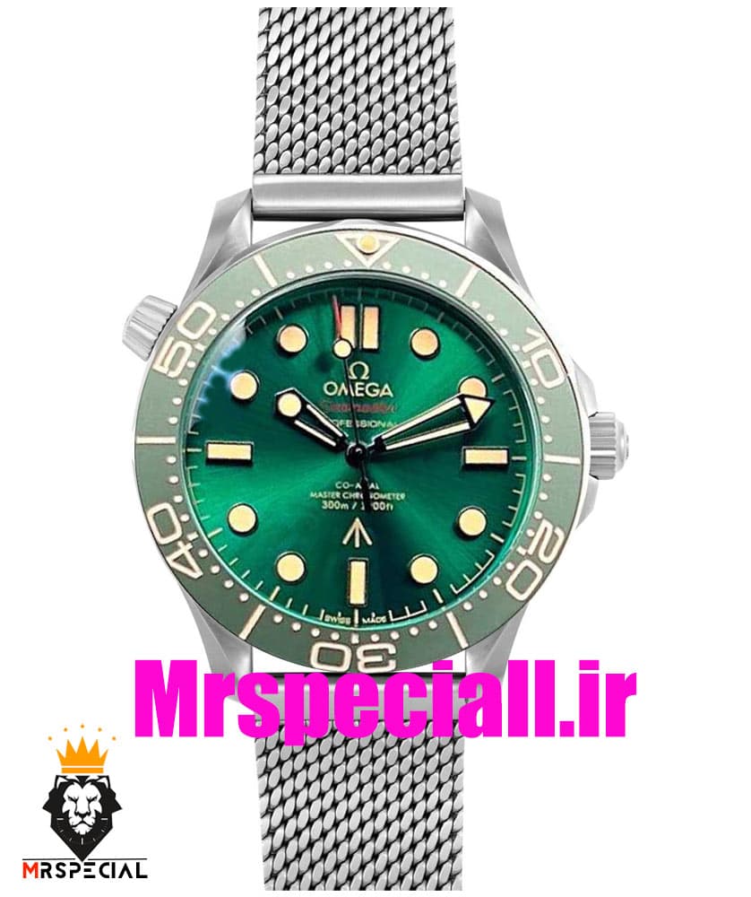 ساعت مچی مردانه امگا سیمستر اتوماتیک بند حصیری صفحه سبز OMEGA SEAMASTER 0026
