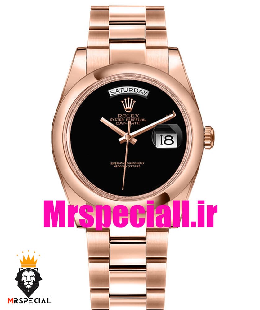 ساعت رولکس مردانه مدل دی دیت رزگلد اتوماتیک صفحه مشکی 5796 ROLEX DAYDATE