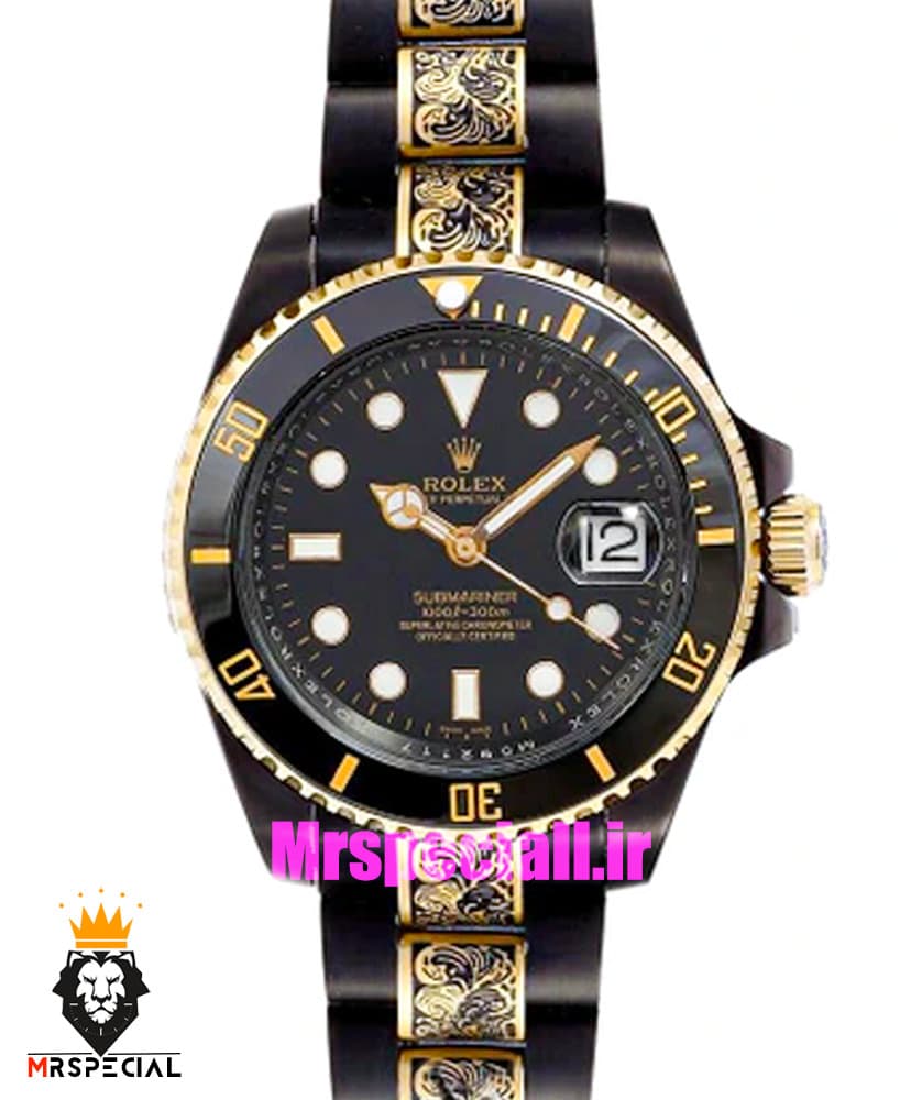 ساعت رولکس مردانه مدل ساب مارینر حکاکی مشکی اتوماتیک 5883 ROLEX SUB MARINER