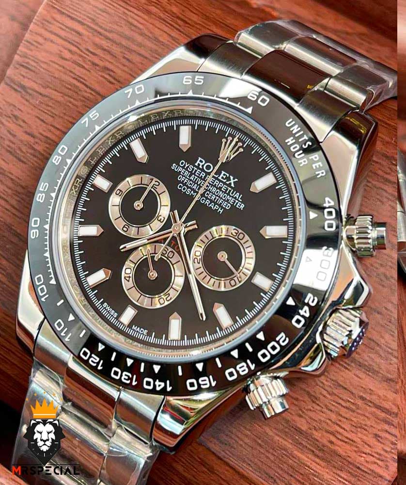 ساعت مردانه رولکس دیتونا کوارتز کرنوگراف استیل قاب سرامیک صفحه مشکی 5891 ROLEX DAYTONA — تصویر ۵