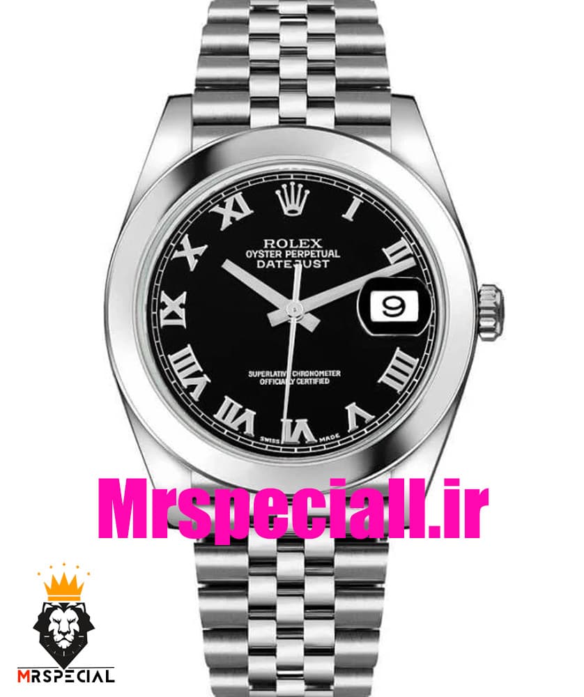 ساعت رولکس مردانه مدل دیت جاست اتوماتیک استیل صفحه مشکی 5786 ROLEX DATEJUST