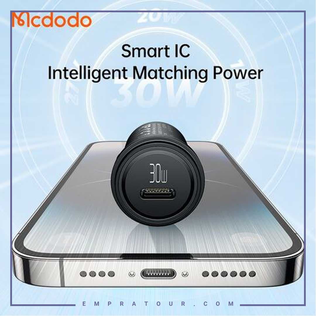 شارژر فندکی مکدودو 30 وات به همراه تایپ سی به لایتنینگ MCDODO CC-7492 — تصویر ۵