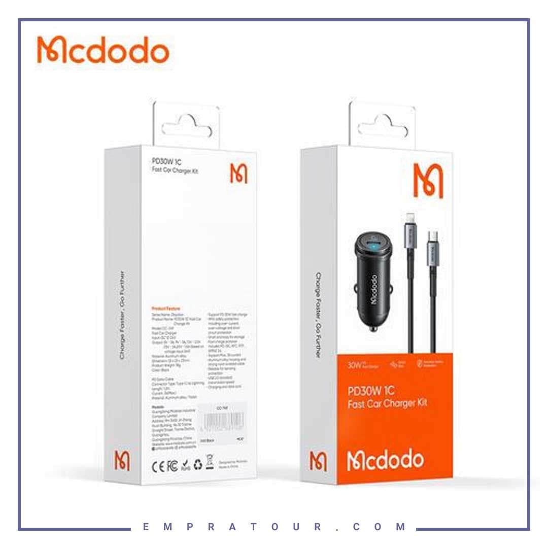 شارژر فندکی مکدودو 30 وات به همراه تایپ سی به لایتنینگ MCDODO CC-7492 — تصویر ۹
