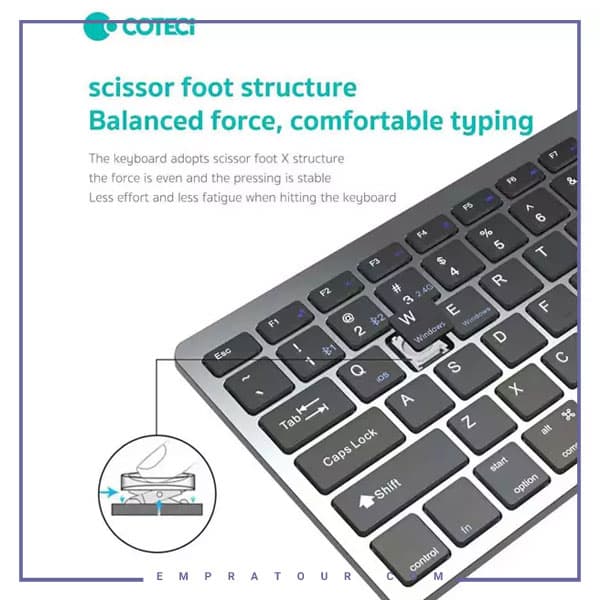 کیبورد بی سیم سه حالته کوتتسی Coteetci Three-mode wireless keyboard 84007 — تصویر ۱۱