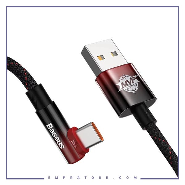 کابل تایپ سی گیمینگ بیسوس 1متر Baseus MVP2ELBOW TYPEC 100W CAVP000421 — تصویر ۷