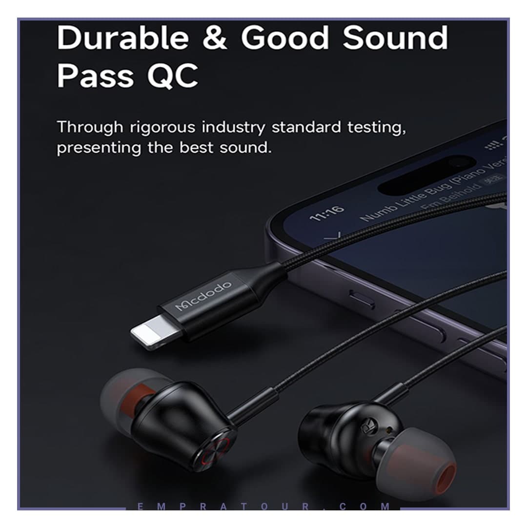 هندزفری سیمی لایتنینگ مک دودو Mcdodo Stereo Earphone Lightning HP-3480 — تصویر ۳