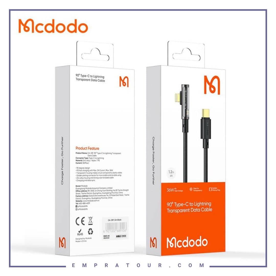 کابل 1.2 متری لایتنینگ به Type C مک دودو MCDODO 36W Type C To Lightning Data cable CA-3390 — تصویر ۵