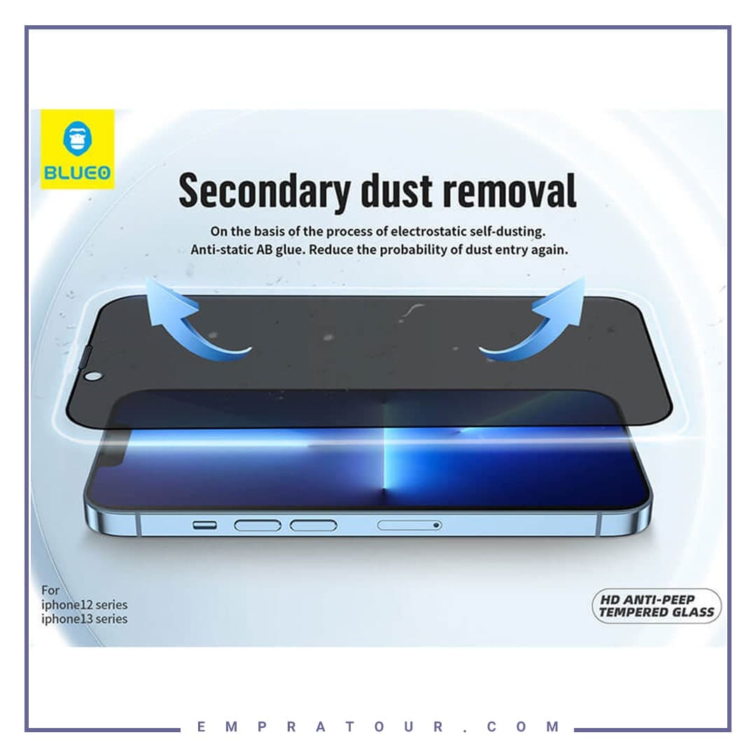 محافظ صفحه نمایش حریم شخصی بولوئو آیفون Blueo HD Anti-Peep Tempered Glass Iphone 14 Pro — تصویر ۴