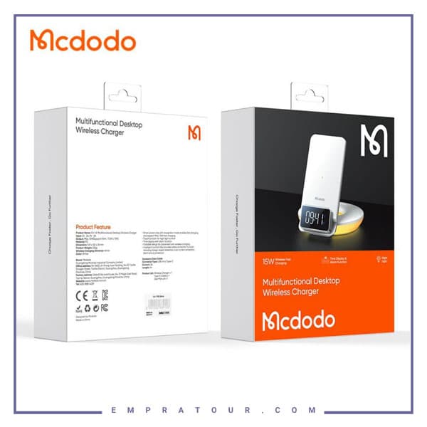 استند شارژر وایرلس و چراغ خواب رومیزی 15 وات مک دودو MCDODO CH-1610 Mg Series Multifunctional Desktop Wireless Charger 15w — تصویر ۳