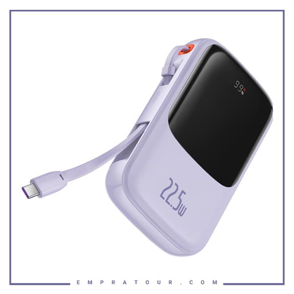 پاوربانک شارژر سریع 22.5 وات به همراه کابل تایپ‌سی 10000 بیسوس Baseus Qpow Pro Fast Charge Power Bank PPQD020101