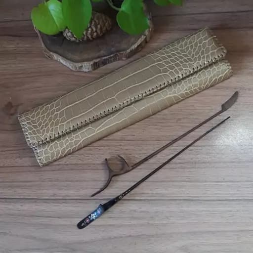 جعبه مضراب سنتور چرم کروکودیلی نسکافه ای
