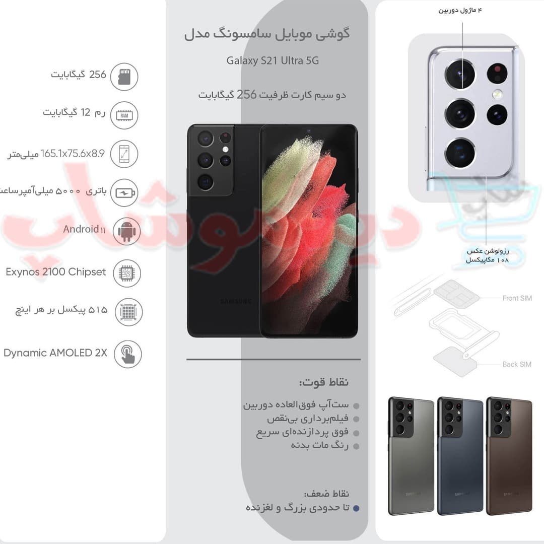 گوشی موبایل سامسونگ Galaxy S21 Ultra ظرفیت 256 گیگابایت — تصویر ۷