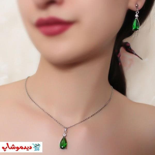 نیم ست نگین سبز
